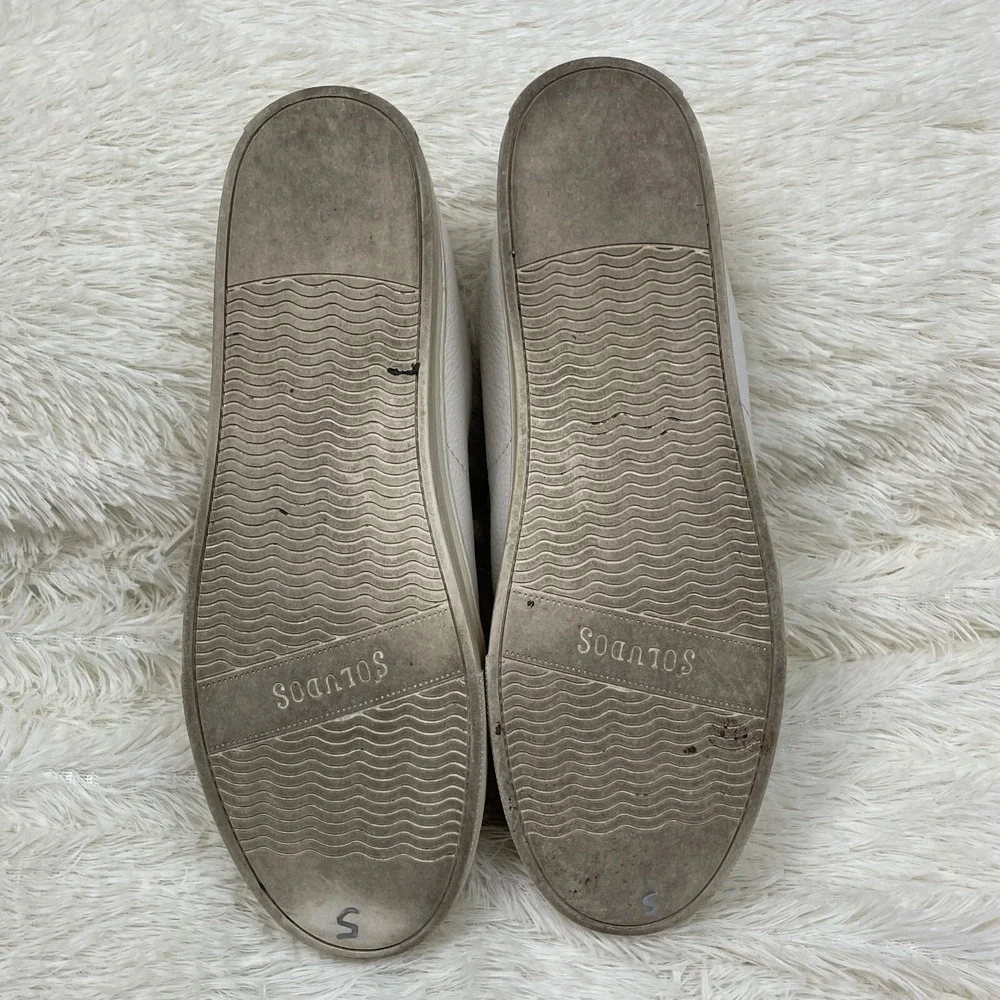 Soludos Shoes Ibiza Sneakers Womens 8.5 White Leather‎ Classic Casual Platform